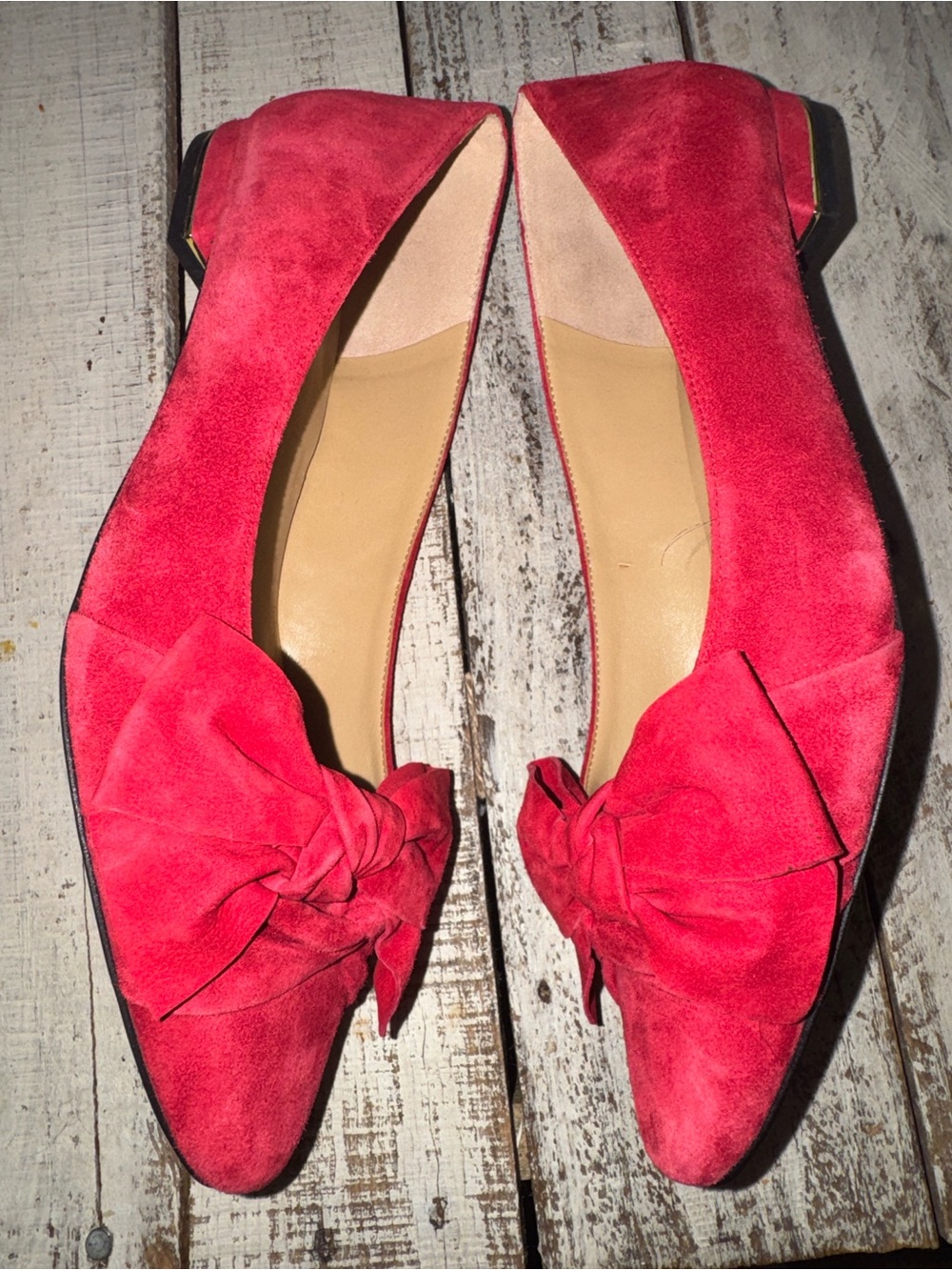 Talbot Wrapped Bow Red Suede Flats New w/out Box - Picture 6 of 11